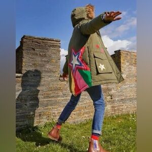 Mini Boden Star Patch Hooded Insulates Jacket